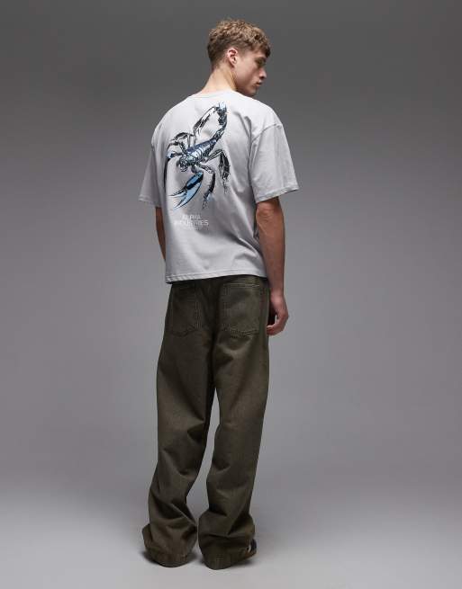 Alpha Industries - Lysegrå T-shirt med skorpionprint på ryggen, 2 af 5