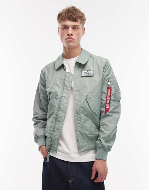 Alpha Industries - Lysegrøn bomber-jakke med logo - view 1