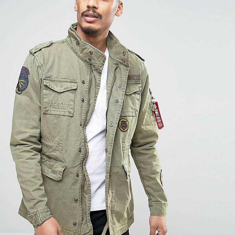 Alpha Industries M65 Field Jacket with Patches in Green | ASOS