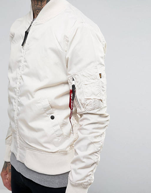 Alpha Industries MA-1 Bomber Jacket Slim Fit In Off White Exclusive
