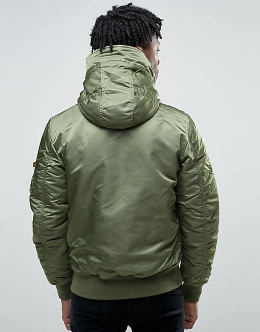 Alpha Industries MA-1 Bomber Jacket With Hood In Regular Fit Sage Green |  ASOS