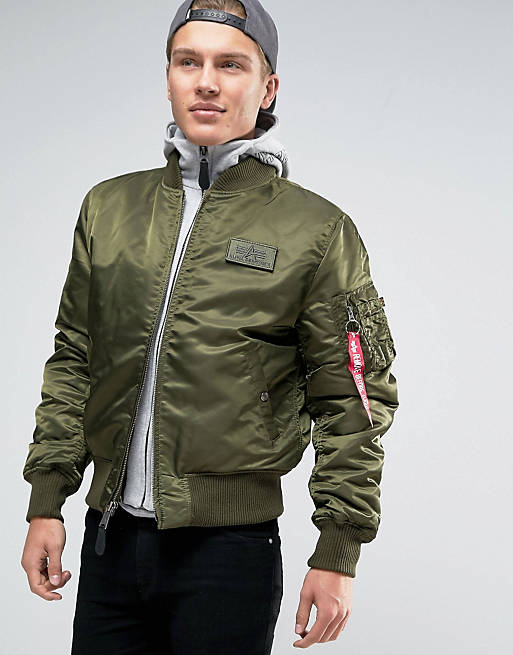 Alpha Industries MA-1 Bomber Jacket With Hood Inlay In Regular Fit Dark ...