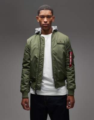 Alpha Industries Alpha Industries MA-1 heritage bomber jacket with hood in green