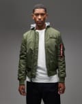[Alpha Industries] Alpha Industries MA-1 heritage bomber jacket with hood in green XL green