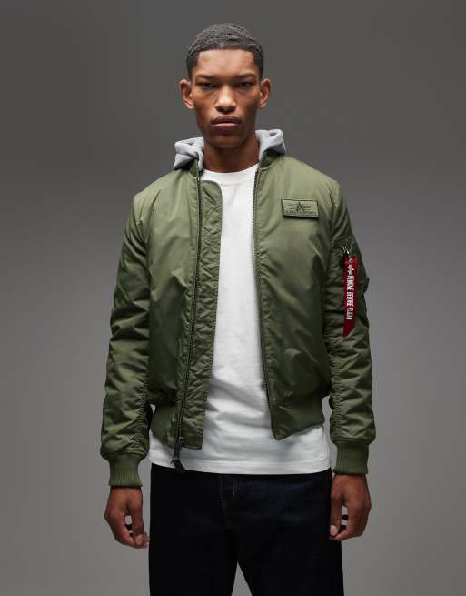 Alpha Industries – MA-1 Heritage – Grön bomberjacka med huva