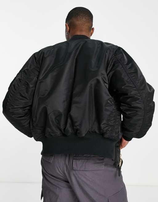 Alpha Industries MA 1 padded oversized bomber jacket in black ASOS