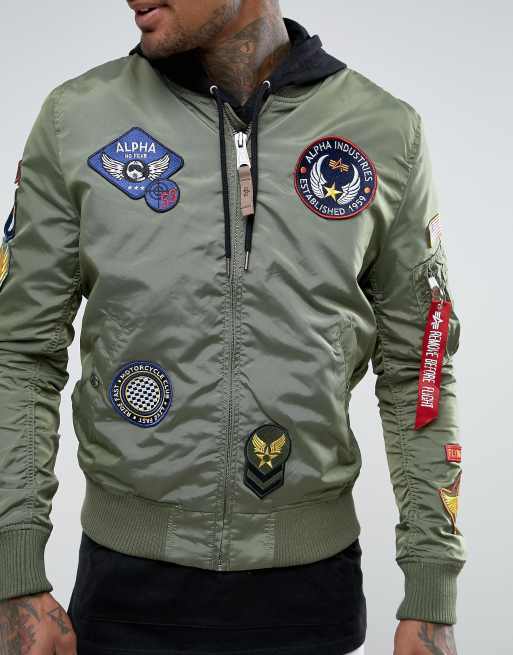 Alpha industries bomber outlet patches