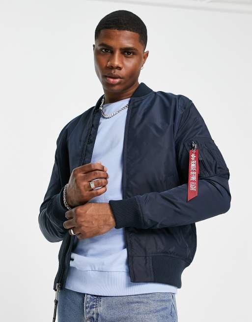 Alpha industries blue bomber jacket sale