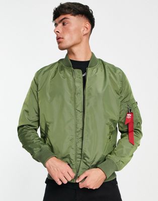 Alpha Industries MA-1 TT slim fit bomber jacket in sage green - ASOS Price Checker