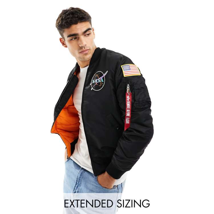 Alpha Industries MA-1 VF ASOS badge jacket black bomber NASA | in