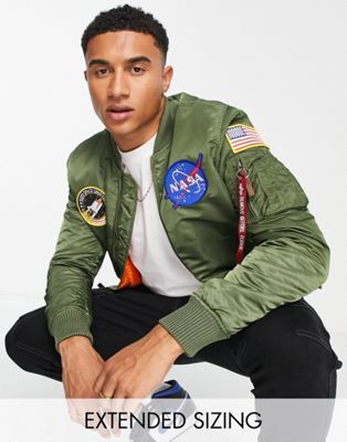 Alpha Industries MA-1 VF NASA badge bomber jacket in sage green