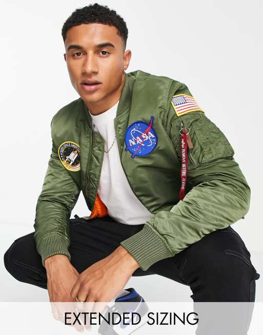 Alpha Industries MA - VolcanmtShops | 1 VF NASA badge bomber Jacket jacket  in sage green - Jacket with pocket pockets