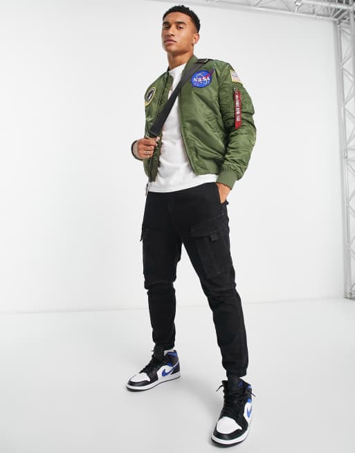 Green nasa hot sale bomber jacket