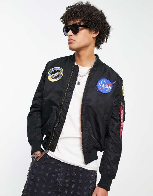 Alpha Industries - MA-1 VF - Sort smal bomber-jakke med NASA-badge