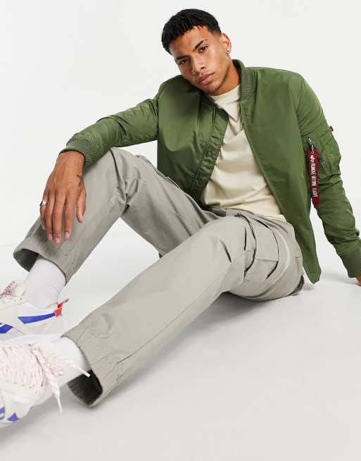 Alpha Industries - MA1-TT - Bomber coupe slim en nylon bicolore - Vert sauge
