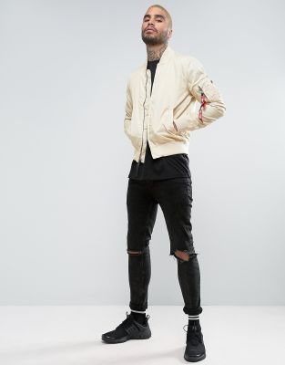 alpha industries beige bomber