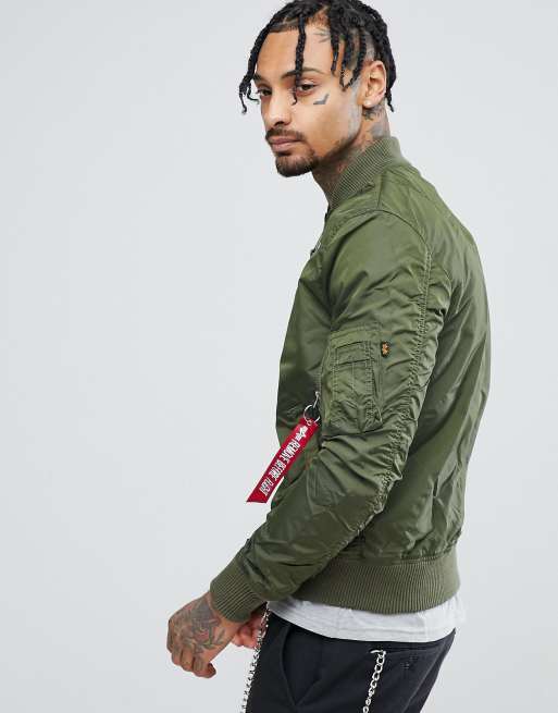 Alpha Industries MA1-TT Bomber Jacket Slim Fit in Dark Green | ASOS