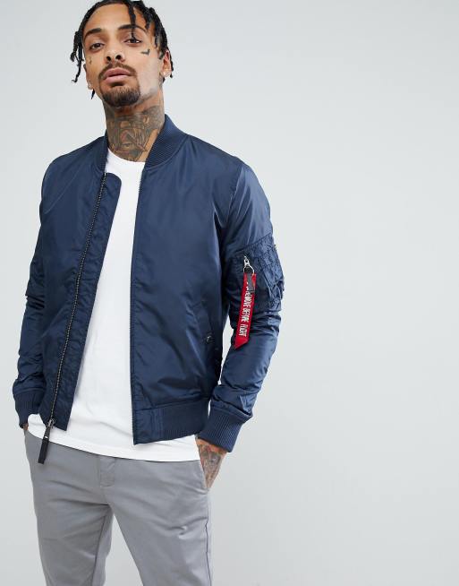 Alpha Industries MA1-TT Bomber Jacket Slim Fit in Navy