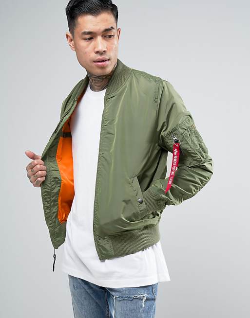 Alpha Industries MA1-TT Bomber Jacket Slim Fit in Sage | ASOS