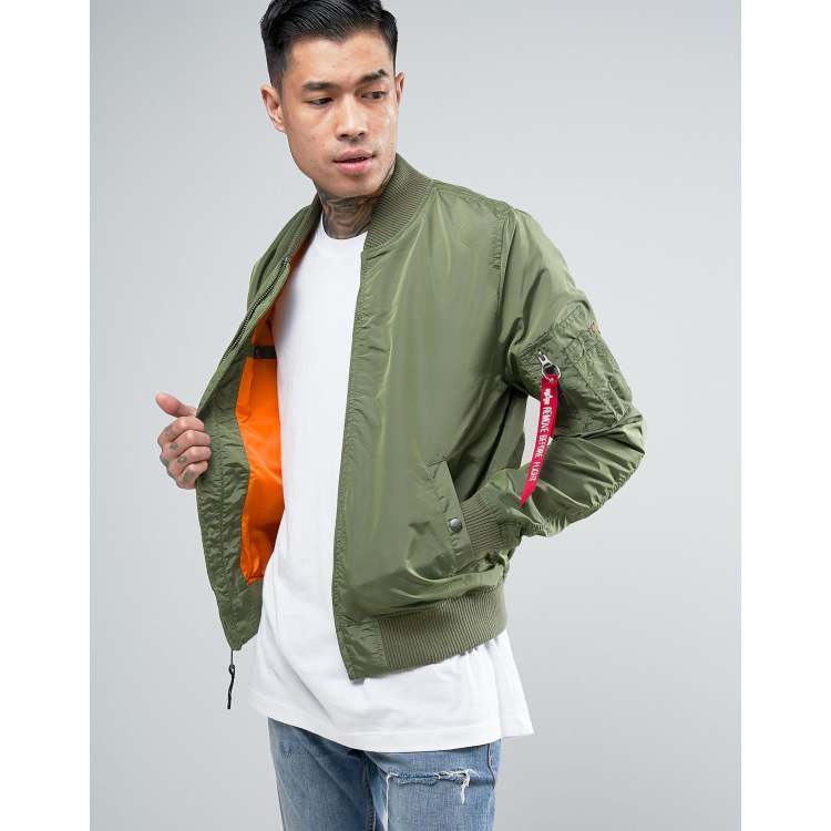 Alpha Industries MA1-TT Bomber Jacket Slim Fit in Sage | ASOS