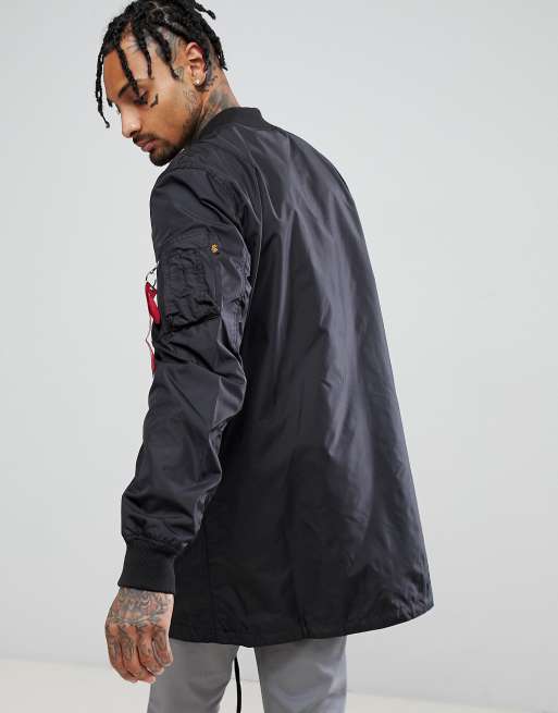 Alpha Industries Ma1 Tt Lang Geschnittene Bomberjacke In Schwarz Asos