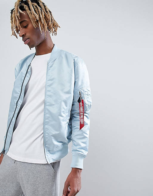 Alpha Industries MA1-TT VF Lightweight Reversible Bomber Jacket in  Blue/Silver With Blood Chit Patch