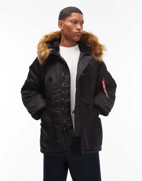 Alpha Industries N-3B heritage winter jacket in black - view 1