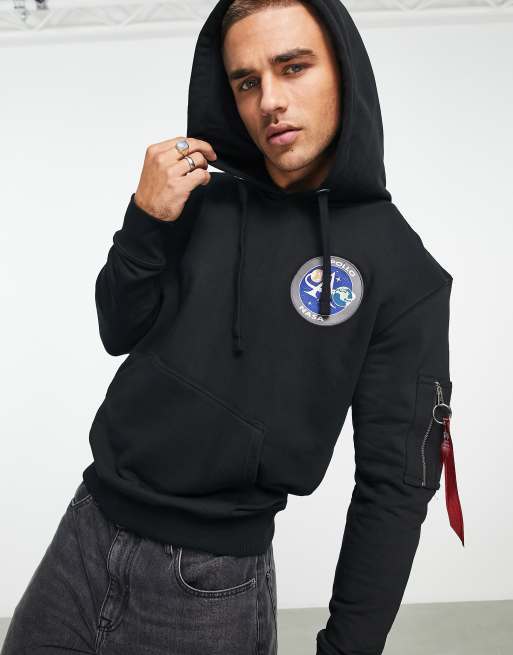 Alpha Industries - NASA Apollo Mission - Sweat à capuche avec imprimé au dos - Noir, 2 de 4