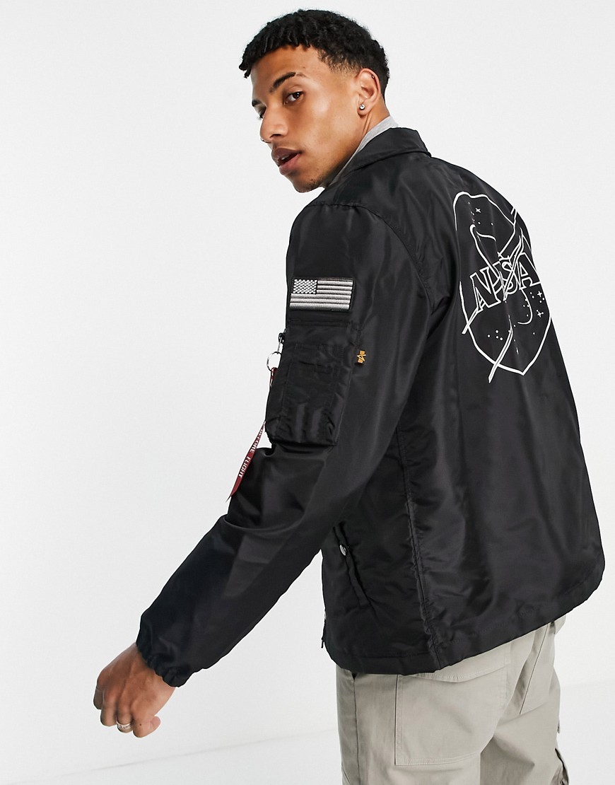 Alpha Industries - NASA - Bomber-jakke med mærke på ryggen i nylon i 2 sorte toner i regular fit