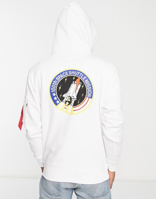 Alpha Industries - NASA - Hoodie met spaceshuttle print op de rug in wit