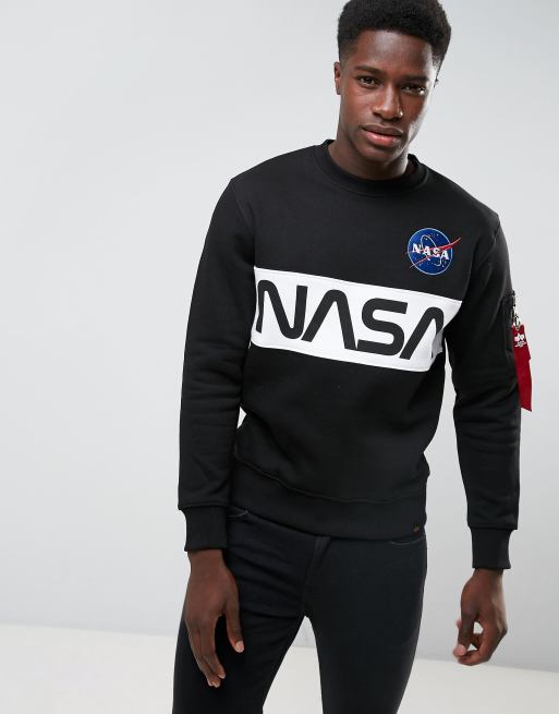 Alpha Industries Nasa Inlay Crew Sweatshirt in Black ASOS