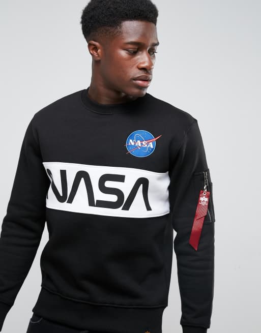 Alpha Industries Nasa Inlay Crew Sweatshirt in Black