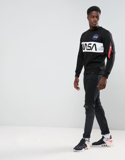 Alpha Industries Nasa Inlay in ASOS | Sweatshirt Crew Black