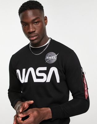 Alpha Industries NASA reflective logo sweatshirt in black