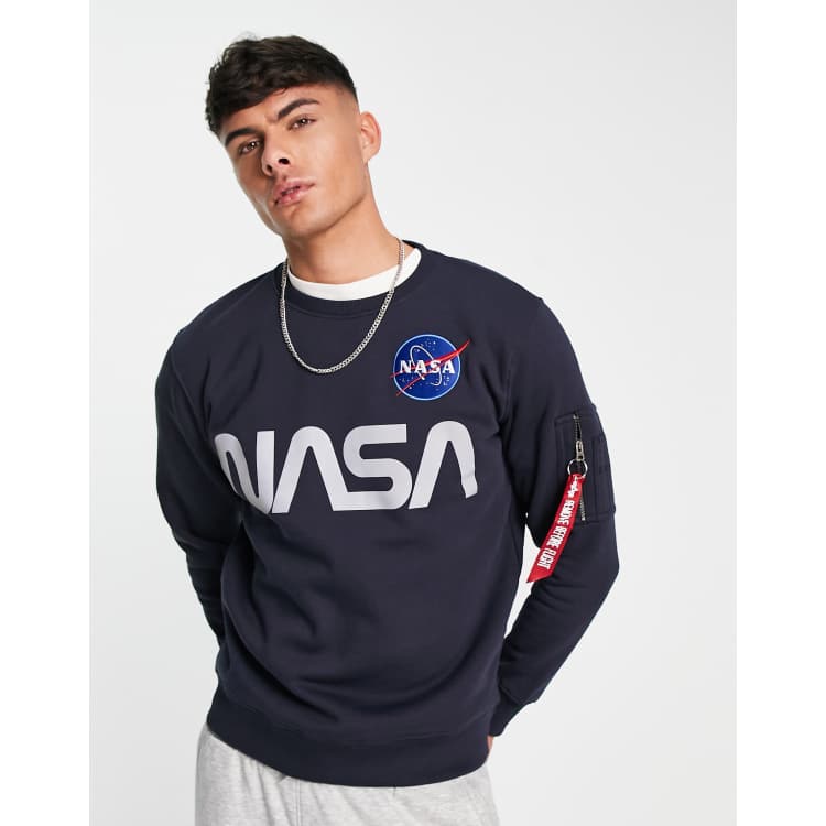 NASA reflective rep sweatshirt | ASOS in Alpha blue print Industries