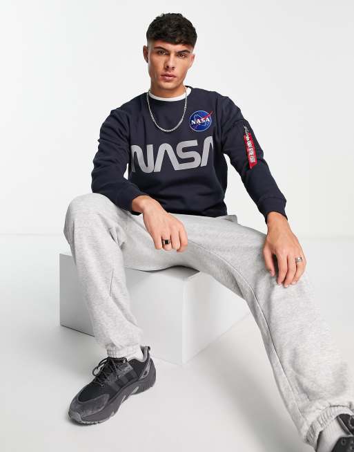 Alpha Industries reflective blue print sweatshirt | in NASA rep ASOS