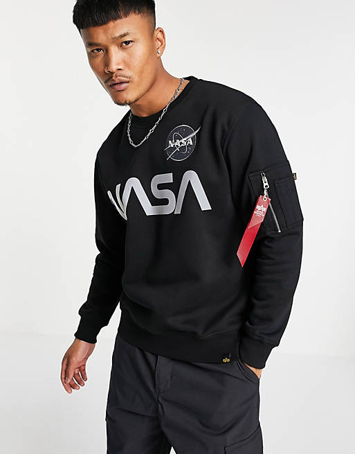 Alpha Industries NASA reflective print sweatshirt regular fit in black