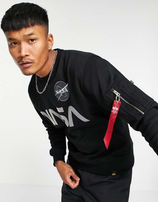 Alpha Industries NASA reflective in fit black | ASOS print sweatshirt regular