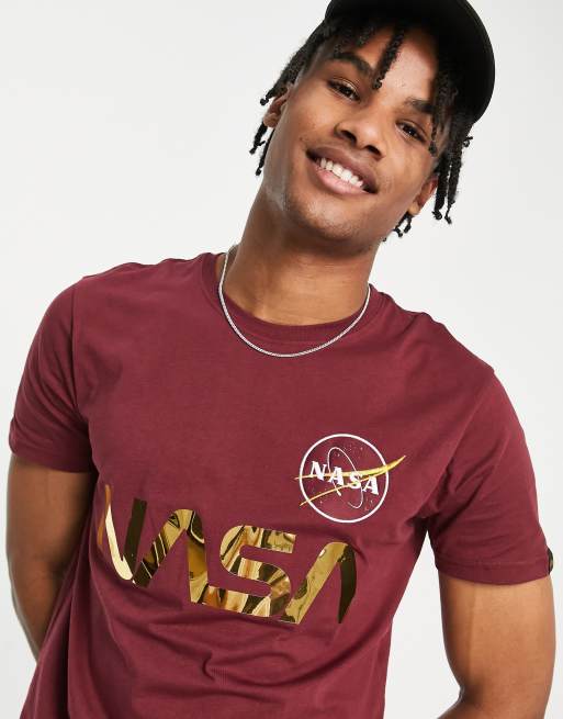 Alpha | Industries ASOS t-shirt print NASA burgundy reflective in