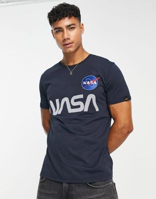 Alpha Industries NASA reflective print t-shirt in rep blue