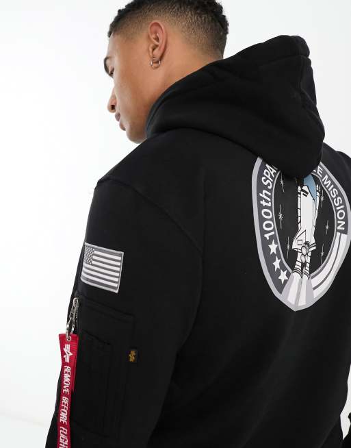 Alpha industries back print on sale hoodie