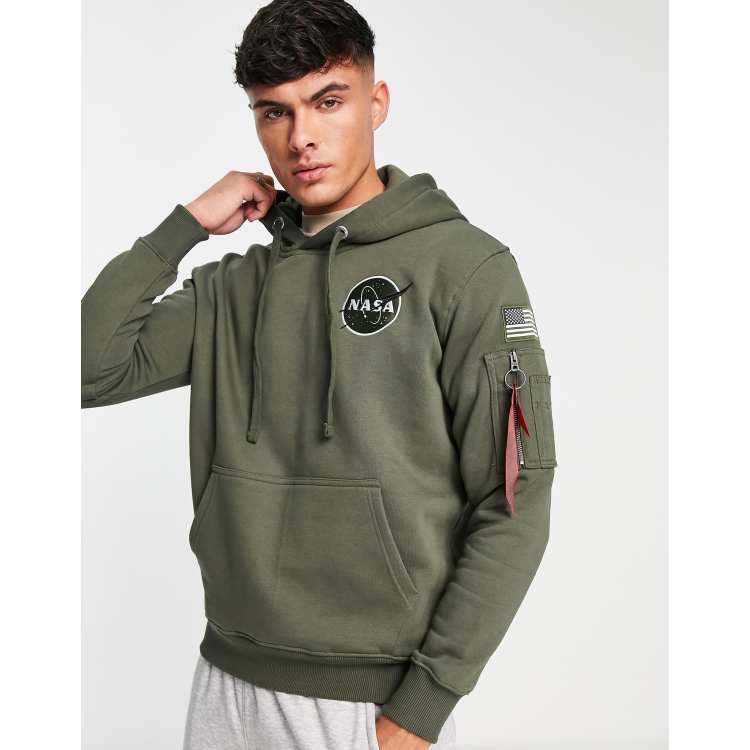 print space ASOS Alpha olive hoodie Industries dark | in back NASA shuttle