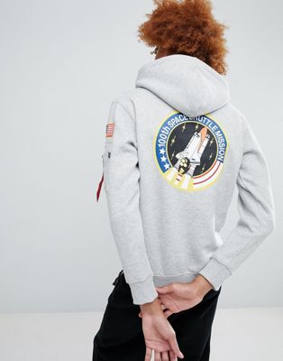 alpha industries space shuttle hoodie grey