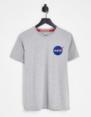 Alpha Industries NASA space shuttle back print t-shirt in grey marl