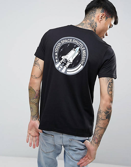 Alpha Industries Nasa T-Shirt Back Print Regular Fit in Navy | ASOS