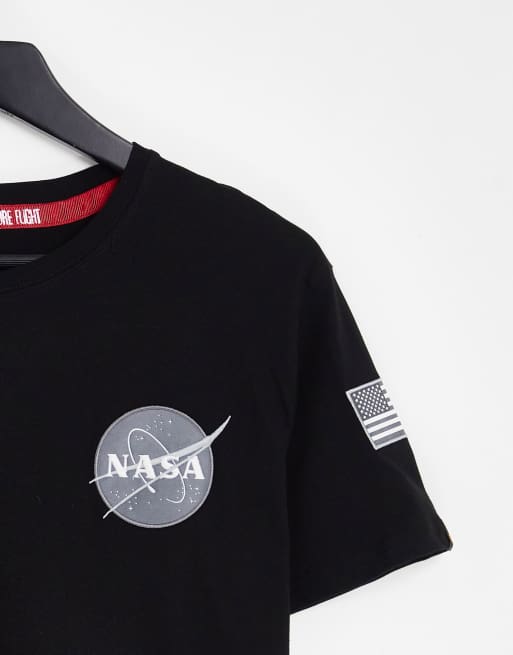 Alpha Industries - NASA - T-shirt met print van space shuttle op de rug in zwart, 4 van 4