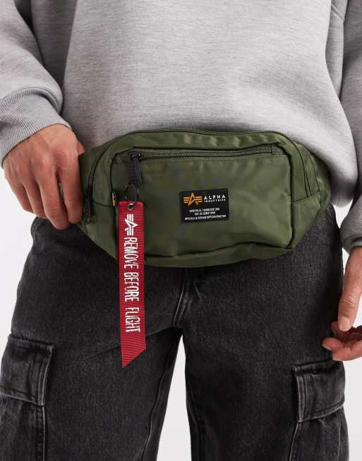 Alpha Industries nylon bum bag with logo in khaki, 2 of 4