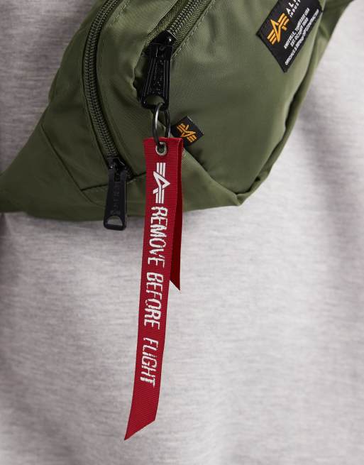 Alpha Industries nylon bum bag with logo in khaki, 4 of 4