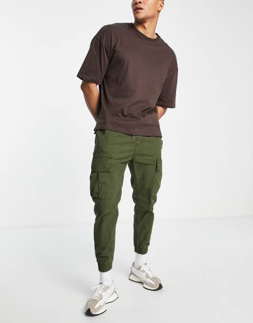 Alpha Industries - Olivengrønne cargo-joggingbukser i ripstop-stof