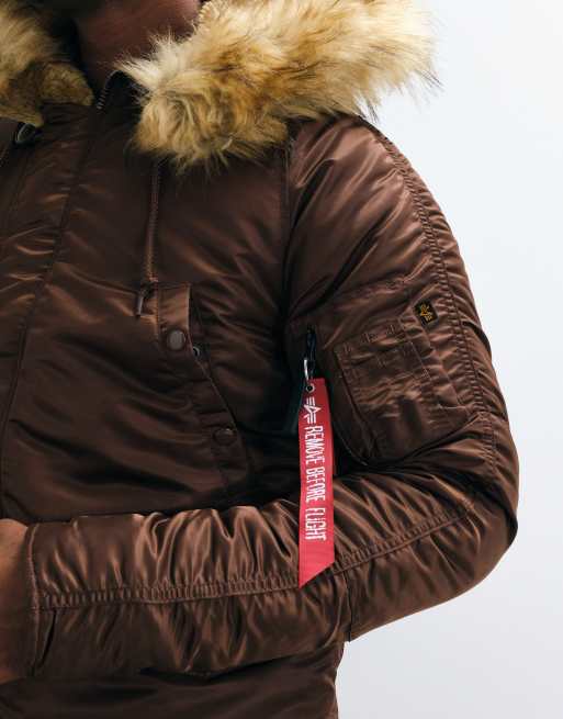 Alpha Industries Parka mit Kapuze und faux-fur in Braun, 3 von 5